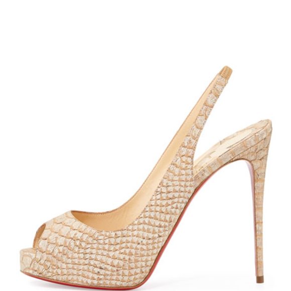 Christian Louboutin Private Number Python-Embossed Red Sole Pump Beige - Picture 3 of 16